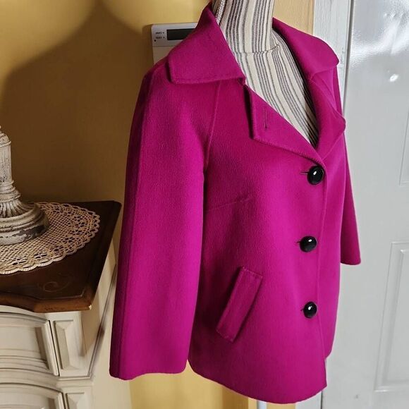 Vintage Talbots collection fuschia wool and angora coat women's medium - Picture 3 of 8